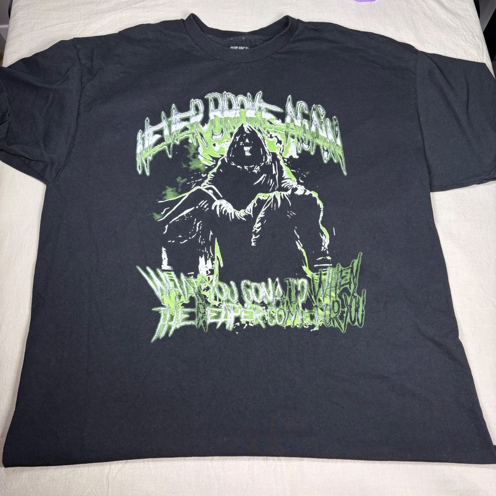 Never Broke Again NBA YoungBoy Reaper Graphic T-Shirt Black Green Mens 2XL